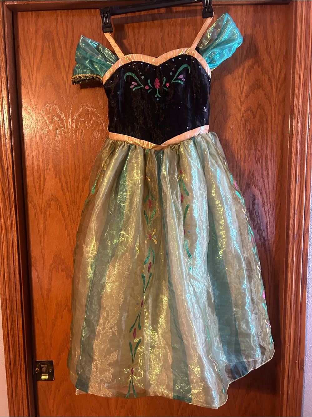Disney Frozen Teal, Black and Gold Sparkle Princess Dress